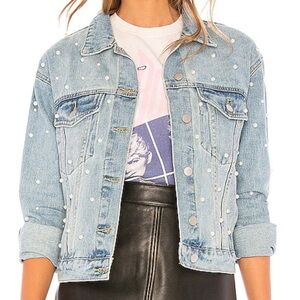 superdown Light Blue Denim Jacket with Pearl Details